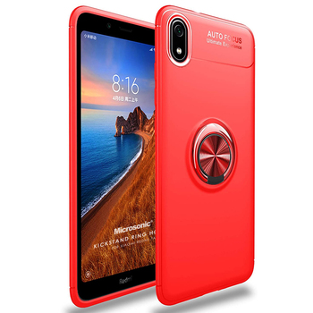 Microsonic Xiaomi Redmi 7A Kılıf Kickstand Ring Holder Kırmızı