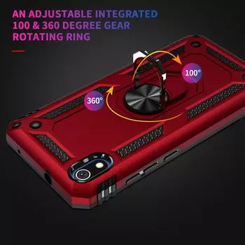 Microsonic Xiaomi Redmi 7A Kılıf Military Ring Holder Lacivert