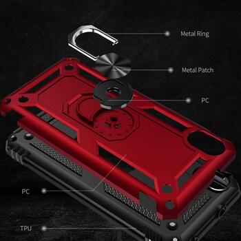 Microsonic Xiaomi Redmi 7A Kılıf Military Ring Holder Kırmızı