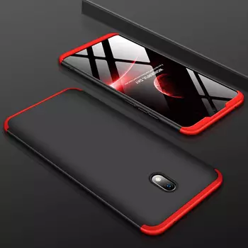 Microsonic Xiaomi Redmi 8A Kılıf Double Dip 360 Protective Siyah Kırmızı