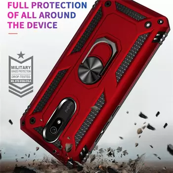 Microsonic Xiaomi Redmi 8A Kılıf Military Ring Holder Kırmızı