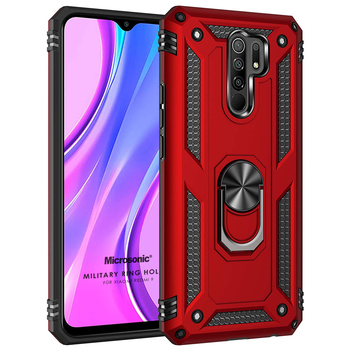 Microsonic Xiaomi Redmi 9 Kılıf Military Ring Holder Kırmızı Microsonic Xiaomi Redmi 9 Kılıf Military Ring Holder Kırmızı