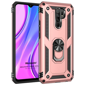 Microsonic Xiaomi Redmi 9 Kılıf Military Ring Holder Rose Gold Microsonic Xiaomi Redmi 9 Kılıf Military Ring Holder Rose Gold