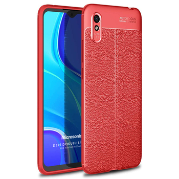 Microsonic Xiaomi Redmi 9A Kılıf Deri Dokulu Silikon Kırmızı Microsonic Xiaomi Redmi 9A Kılıf Deri Dokulu Silikon Kırmızı