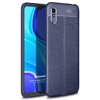 Microsonic Xiaomi Redmi 9A Kılıf Deri Dokulu Silikon Lacivert Microsonic Xiaomi Redmi 9A Kılıf Deri Dokulu Silikon Lacivert