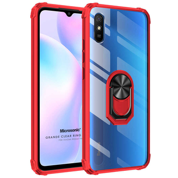 Microsonic Xiaomi Redmi 9A Kılıf Grande Clear Ring Holder Kırmızı Microsonic Xiaomi Redmi 9A Kılıf Grande Clear Ring Holder Kırmızı