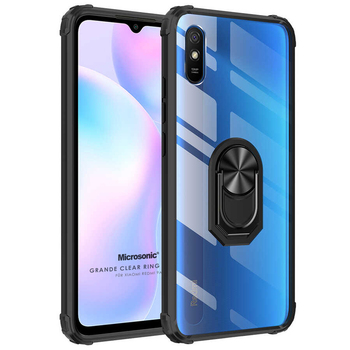 Microsonic Xiaomi Redmi 9A Kılıf Grande Clear Ring Holder Siyah Microsonic Xiaomi Redmi 9A Kılıf Grande Clear Ring Holder Siyah