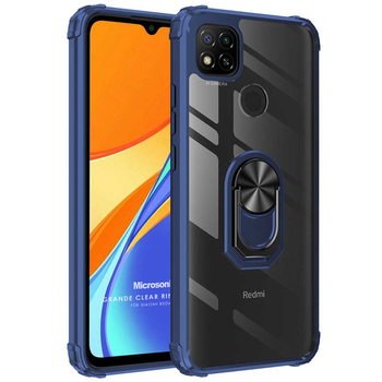 Microsonic Xiaomi Redmi 9C Kılıf Grande Clear Ring Holder Lacivert Microsonic Xiaomi Redmi 9C Kılıf Grande Clear Ring Holder Lacivert