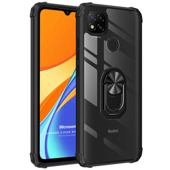 Microsonic Xiaomi Redmi 9C Kılıf Grande Clear Ring Holder Siyah Microsonic Xiaomi Redmi 9C Kılıf Grande Clear Ring Holder Siyah