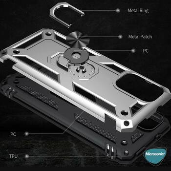 Microsonic Xiaomi Redmi 9T Kılıf Military Ring Holder Siyah