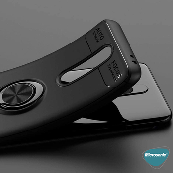 Microsonic Xiaomi Redmi K30 Kılıf Kickstand Ring Holder Siyah