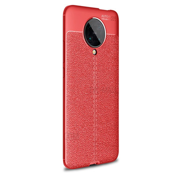 Microsonic Xiaomi Redmi K30 Pro Kılıf Deri Dokulu Silikon Kırmızı