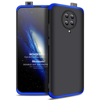 Microsonic Xiaomi Redmi K30 Pro Kılıf Double Dip 360 Protective AYS Siyah Mavi