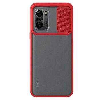 Microsonic Xiaomi Redmi K40 Pro Kılıf Slide Camera Lens Protection Kırmızı