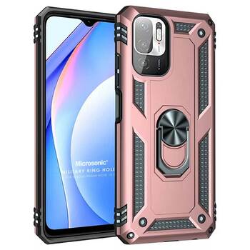 Microsonic Xiaomi Redmi Note 10 5G Kılıf Military Ring Holder Rose Gold Microsonic Xiaomi Redmi Note 10 5G Kılıf Military Ring Holder Rose Gold