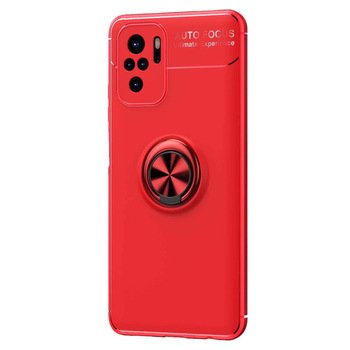 Microsonic Xiaomi Redmi Note 10 Kılıf Kickstand Ring Holder Kırmızı