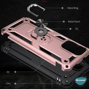 Microsonic Xiaomi Redmi Note 10 Kılıf Military Ring Holder Siyah