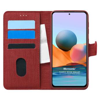 Microsonic Xiaomi Redmi Note 10 Pro Max Kılıf Fabric Book Wallet Kırmızı