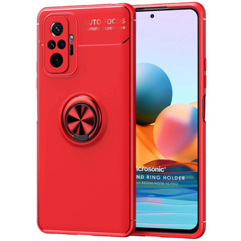 Microsonic Xiaomi Redmi Note 10 Pro Max Kılıf Kickstand Ring Holder Kırmızı