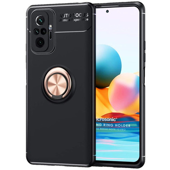 Microsonic Xiaomi Redmi Note 10 Pro Max Kılıf Kickstand Ring Holder Siyah Rose Microsonic Xiaomi Redmi Note 10 Pro Max Kılıf Kickstand Ring Holder Siyah Rose