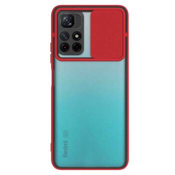 Microsonic Xiaomi Redmi Note 11 4G Kılıf Slide Camera Lens Protection Kırmızı