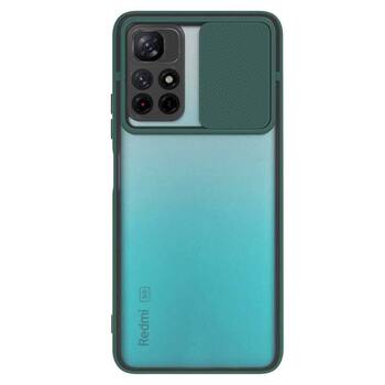 Microsonic Xiaomi Redmi Note 11 4G Kılıf Slide Camera Lens Protection Koyu Yeşil