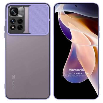 Microsonic Xiaomi Redmi Note 11 Pro Plus Kılıf Slide Camera Lens Protection Lila