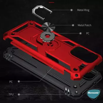 Microsonic Xiaomi Redmi Note 11 SE Kılıf Military Ring Holder Siyah