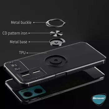 Microsonic Xiaomi Redmi Note 11E Kılıf Kickstand Ring Holder Lacivert