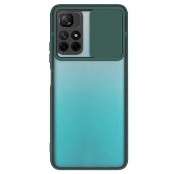 Microsonic Xiaomi Redmi Note 11T Kılıf Slide Camera Lens Protection Koyu Yeşil