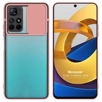 Microsonic Xiaomi Redmi Note 11T Kılıf Slide Camera Lens Protection Rose Gold