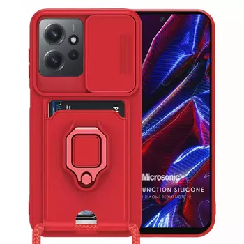 Microsonic Xiaomi Redmi Note 12 4G Kılıf Multifunction Silicone Kırmızı