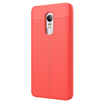 Microsonic Xiaomi Redmi Note 4X Kılıf Deri Dokulu Silikon Kırmızı