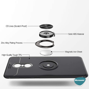 Microsonic Xiaomi Redmi Note 4X Kılıf Kickstand Ring Holder Siyah