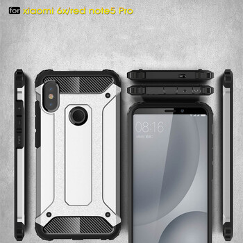 Microsonic Xiaomi Redmi Note 5 Pro Kılıf Rugged Armor Gümüş