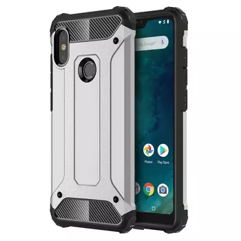 Microsonic Xiaomi Redmi Note 6 Pro Kılıf Rugged Armor Gümüş