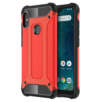 Microsonic Xiaomi Redmi Note 6 Pro Kılıf Rugged Armor Kırmızı