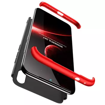 Microsonic Xiaomi Redmi Note 7 Kılıf Double Dip 360 Protective Siyah Kırmızı