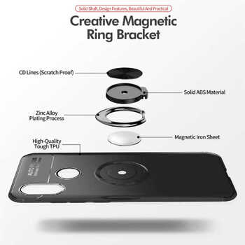 Microsonic Xiaomi Redmi Note 7 Kılıf Kickstand Ring Holder Siyah Kırmızı