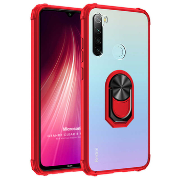 Microsonic Xiaomi Redmi Note 8 Kılıf Grande Clear Ring Holder Kırmızı Microsonic Xiaomi Redmi Note 8 Kılıf Grande Clear Ring Holder Kırmızı