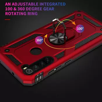 Microsonic Xiaomi Redmi Note 8 Kılıf Military Ring Holder Kırmızı