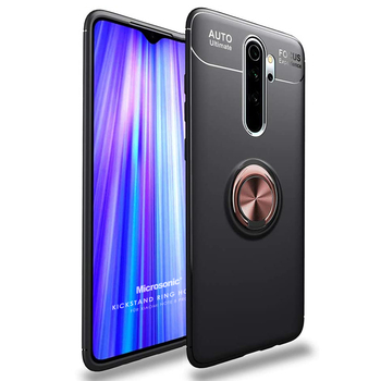 Microsonic Xiaomi Redmi Note 8 Pro Kılıf Kickstand Ring Holder Siyah Rose Microsonic Xiaomi Redmi Note 8 Pro Kılıf Kickstand Ring Holder Siyah Rose