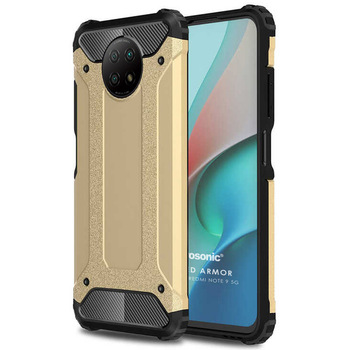 Microsonic Xiaomi Redmi Note 9 5G Kılıf Rugged Armor Gold