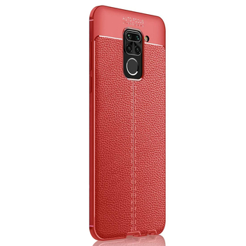Microsonic Xiaomi Redmi Note 9 Kılıf Deri Dokulu Silikon Kırmızı
