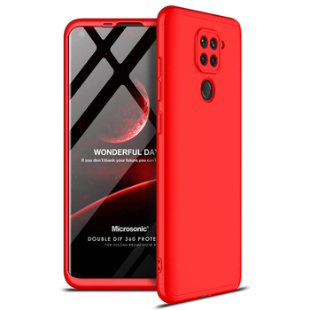 Microsonic Xiaomi Redmi Note 9 Kılıf Double Dip 360 Protective AYS Kırmızı