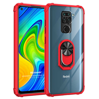Microsonic Xiaomi Redmi Note 9 Kılıf Grande Clear Ring Holder Kırmızı Microsonic Xiaomi Redmi Note 9 Kılıf Grande Clear Ring Holder Kırmızı