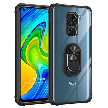 Microsonic Xiaomi Redmi Note 9 Kılıf Grande Clear Ring Holder Siyah Microsonic Xiaomi Redmi Note 9 Kılıf Grande Clear Ring Holder Siyah