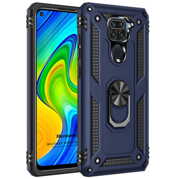 Microsonic Xiaomi Redmi Note 9 Kılıf Military Ring Holder Lacivert Microsonic Xiaomi Redmi Note 9 Kılıf Military Ring Holder Lacivert