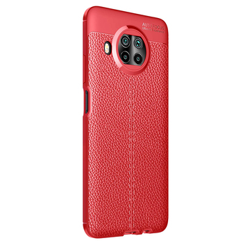 Microsonic Xiaomi Redmi Note 9 Pro 5G Kılıf Deri Dokulu Silikon Kırmızı