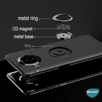 Microsonic Xiaomi Redmi Note 9 Pro 5G Kılıf Kickstand Ring Holder Lacivert